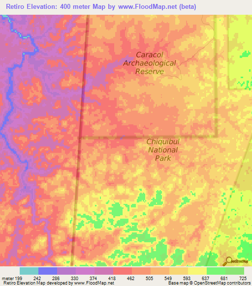 Retiro,Belize Elevation Map