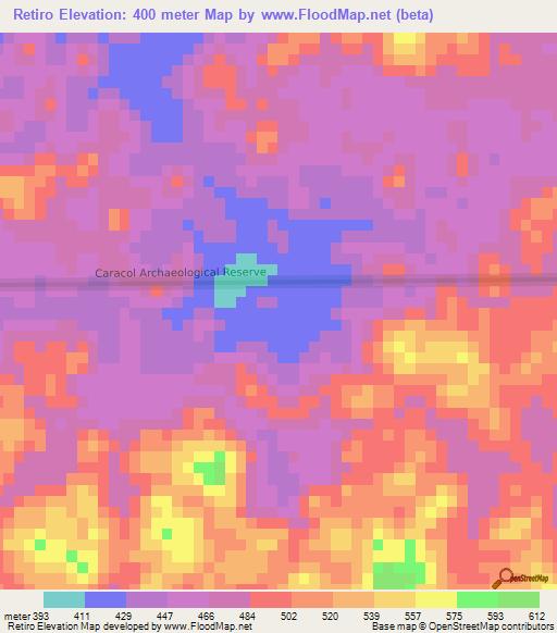 Retiro,Belize Elevation Map