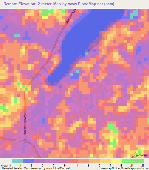 Remate,Belize Elevation Map