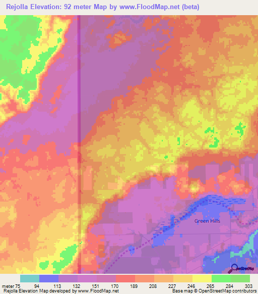 Rejolla,Belize Elevation Map