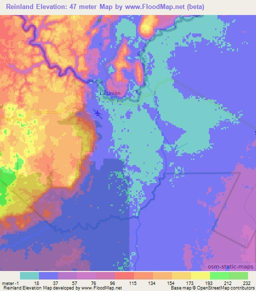 Reinland,Belize Elevation Map