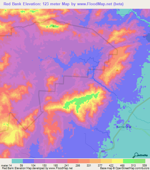 Red Bank,Belize Elevation Map