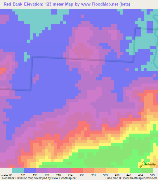 Red Bank,Belize Elevation Map