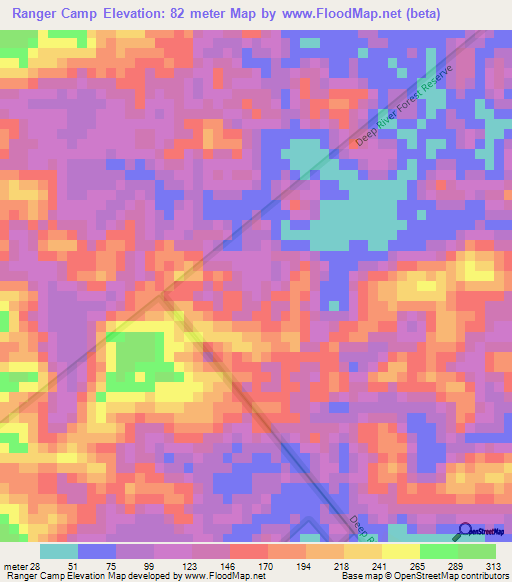 Ranger Camp,Belize Elevation Map