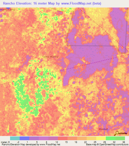 Rancho,Belize Elevation Map