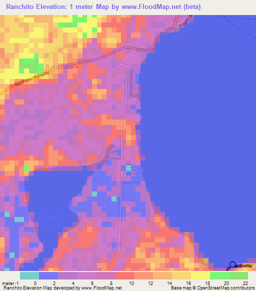 Ranchito,Belize Elevation Map