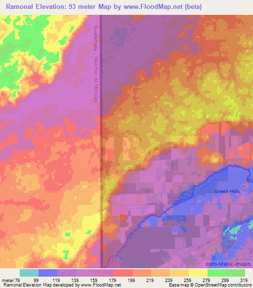 Ramonal,Belize Elevation Map
