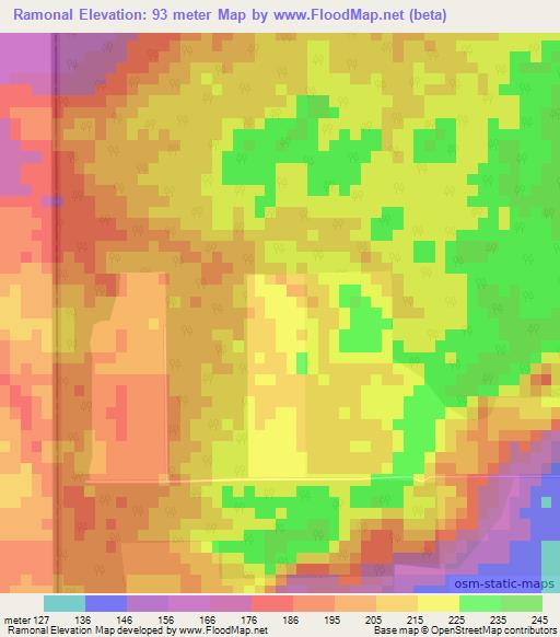 Ramonal,Belize Elevation Map