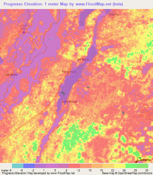 Progresso,Belize Elevation Map