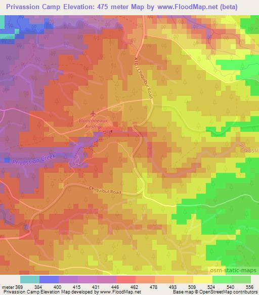 Privassion Camp,Belize Elevation Map