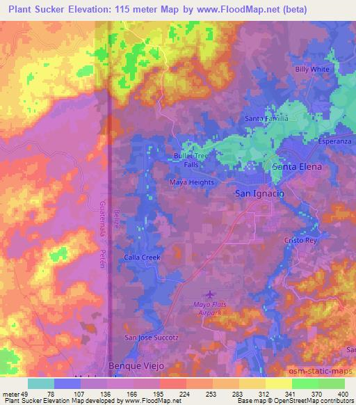 Plant Sucker,Belize Elevation Map