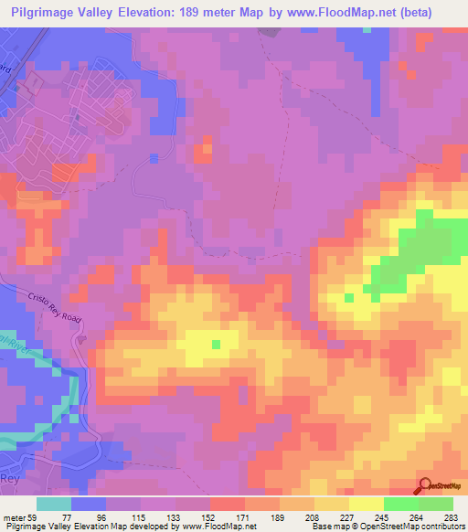 Pilgrimage Valley,Belize Elevation Map