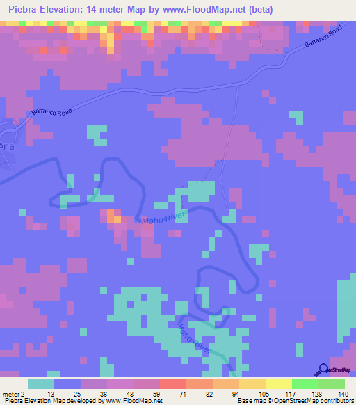 Piebra,Belize Elevation Map