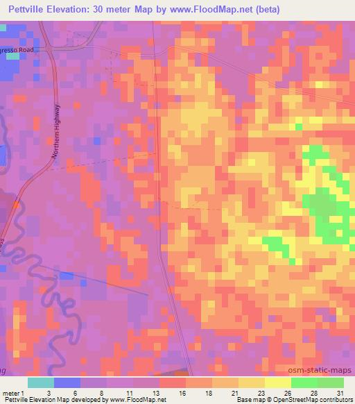 Pettville,Belize Elevation Map