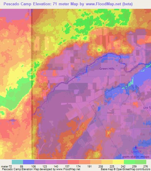 Pescado Camp,Belize Elevation Map