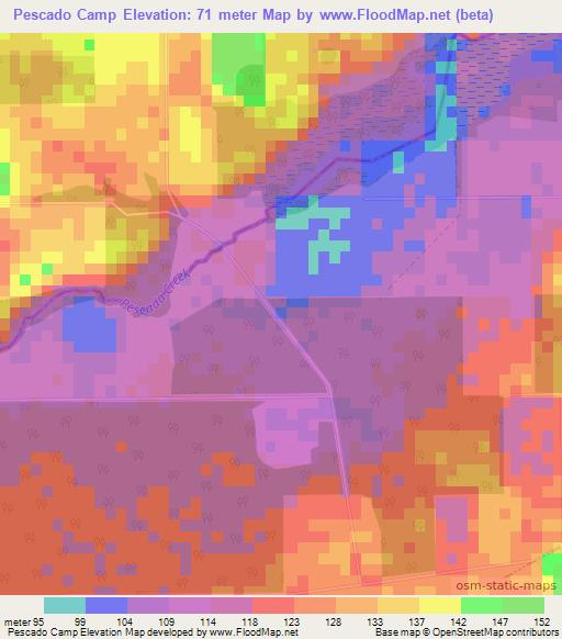Pescado Camp,Belize Elevation Map