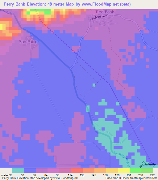 Perry Bank,Belize Elevation Map