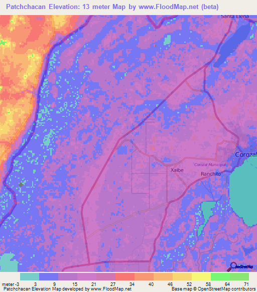 Patchchacan,Belize Elevation Map