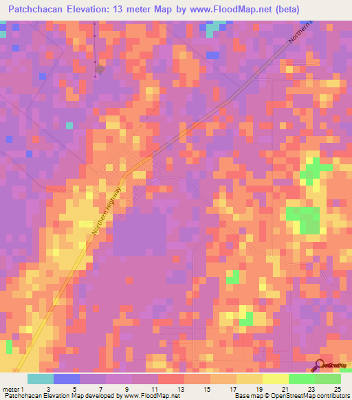 Patchchacan,Belize Elevation Map