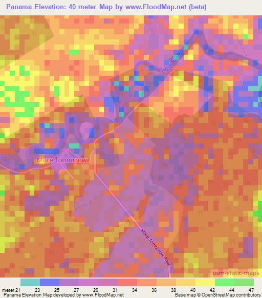 Panama,Belize Elevation Map
