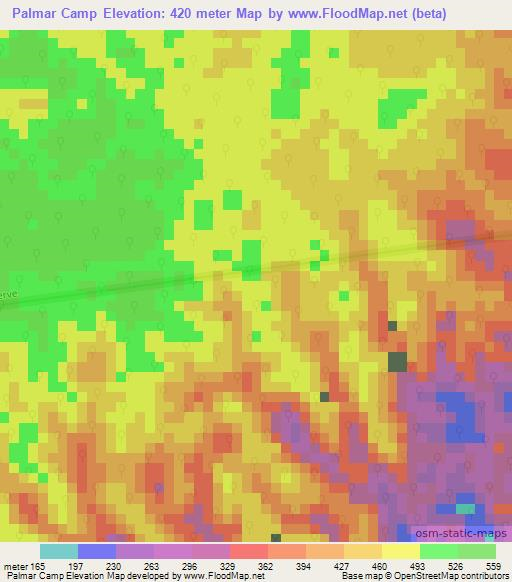 Palmar Camp,Belize Elevation Map