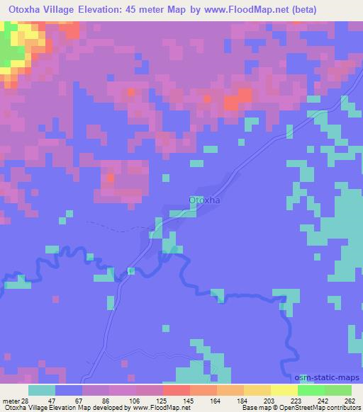 Otoxha Village,Belize Elevation Map