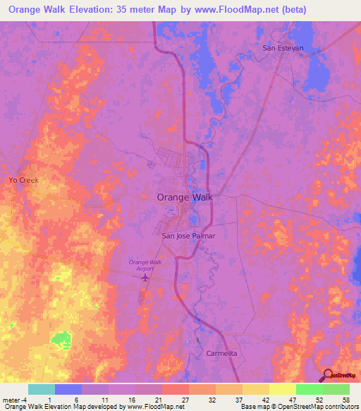 Orange Walk,Belize Elevation Map