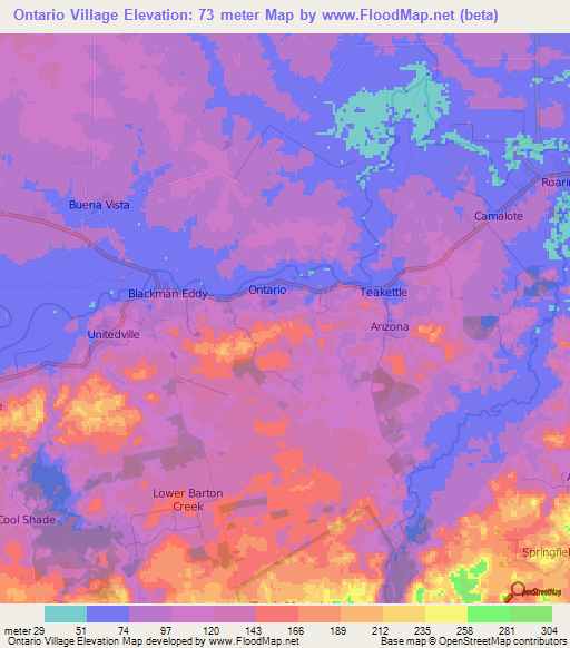 Ontario Village,Belize Elevation Map