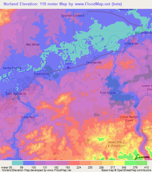 Norland,Belize Elevation Map