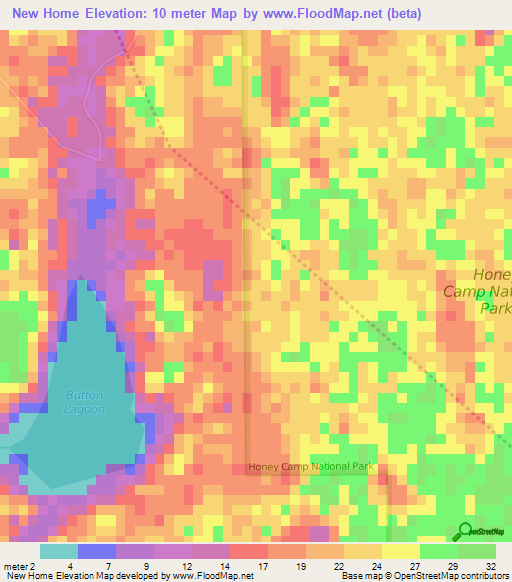 New Home,Belize Elevation Map