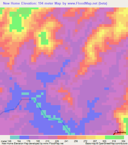 New Home,Belize Elevation Map
