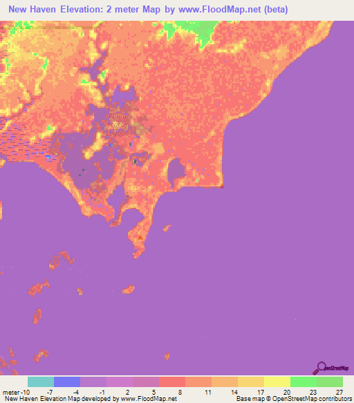 New Haven,Belize Elevation Map