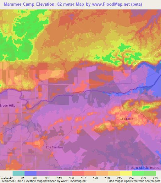 Mammee Camp,Belize Elevation Map