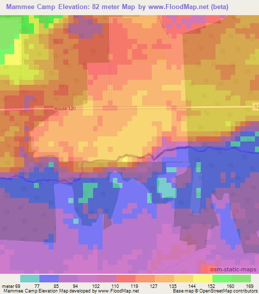 Mammee Camp,Belize Elevation Map