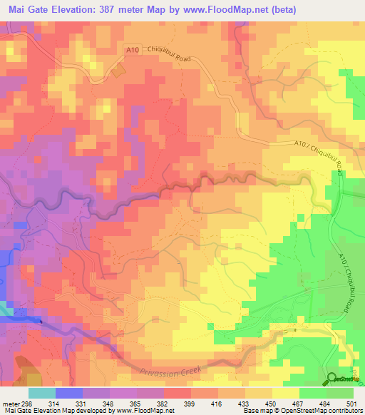 Mai Gate,Belize Elevation Map