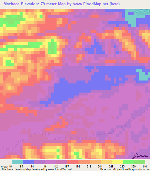 Machaca,Belize Elevation Map
