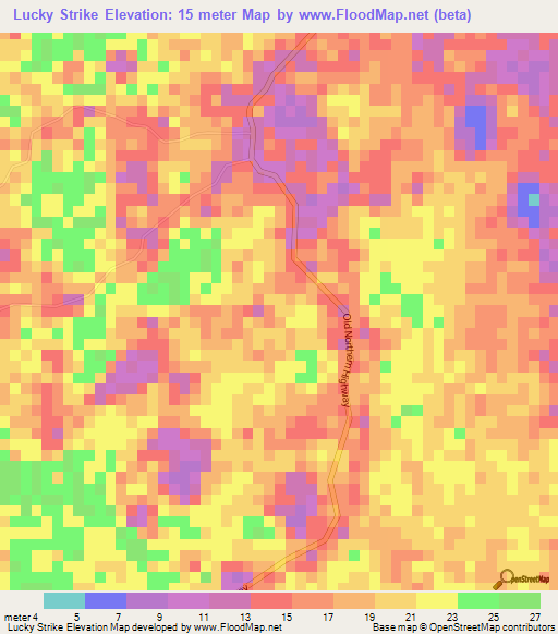 Lucky Strike,Belize Elevation Map