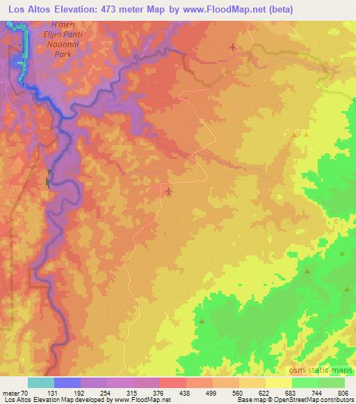 Los Altos,Belize Elevation Map