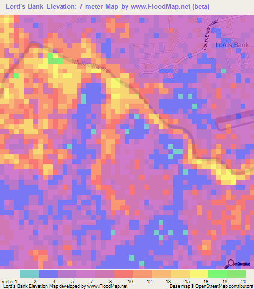 Lord's Bank,Belize Elevation Map