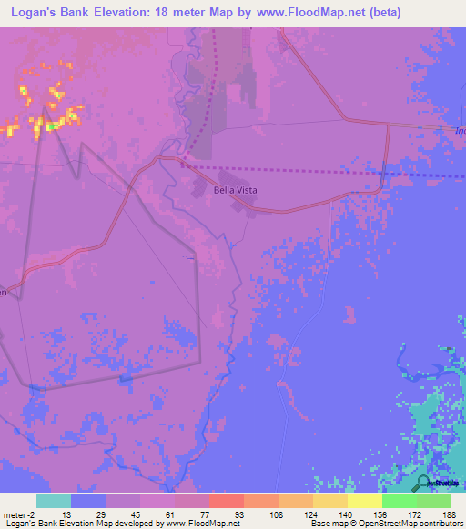 Logan's Bank,Belize Elevation Map