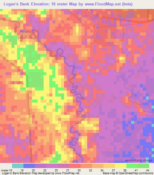 Logan's Bank,Belize Elevation Map