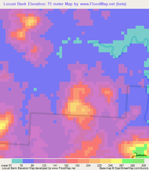 Locust Bank,Belize Elevation Map