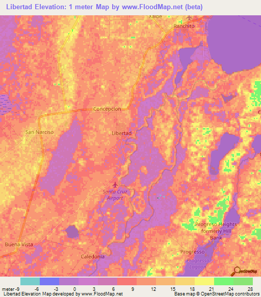 Libertad,Belize Elevation Map