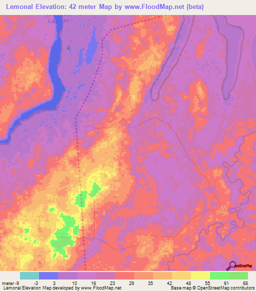 Lemonal,Belize Elevation Map