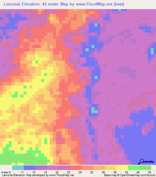 Lemonal,Belize Elevation Map