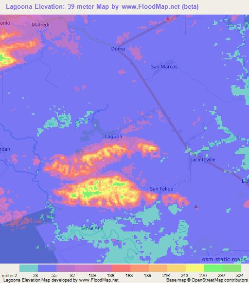 Lagoona,Belize Elevation Map