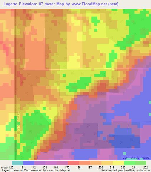 Lagarto,Belize Elevation Map
