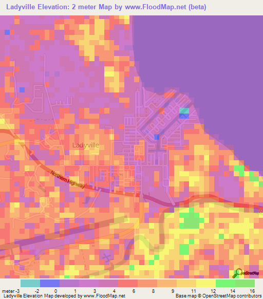 Ladyville,Belize Elevation Map