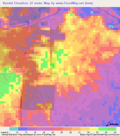 Kendal,Belize Elevation Map