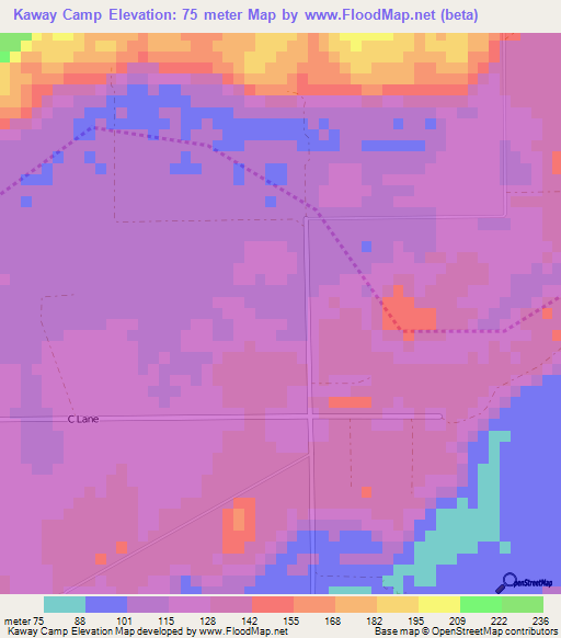 Kaway Camp,Belize Elevation Map